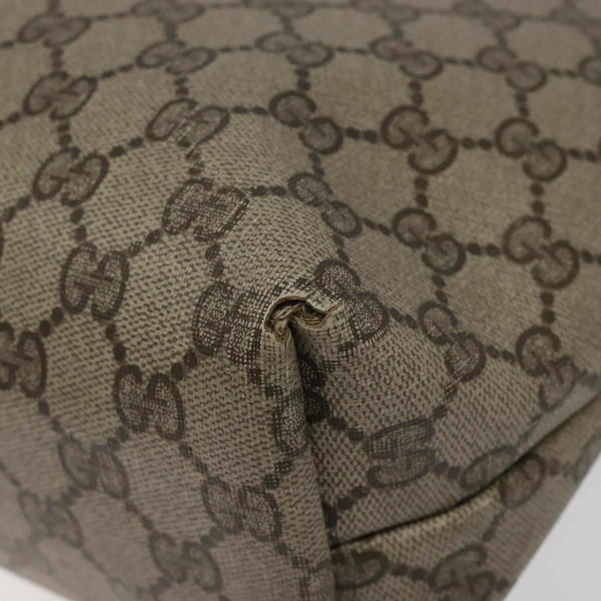 GUCCI GG Supreme Web Sherry Line Tote Bag PVC Beige Gold 39 02 003 Auth BA1678