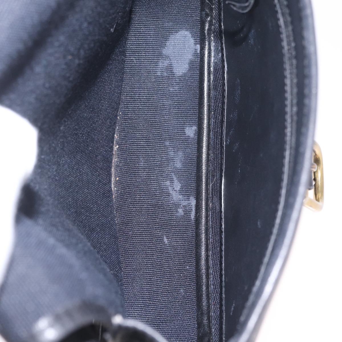 Christian Dior Trotter Shoulder Bag PVC Black Gold Tone Auth BA16780