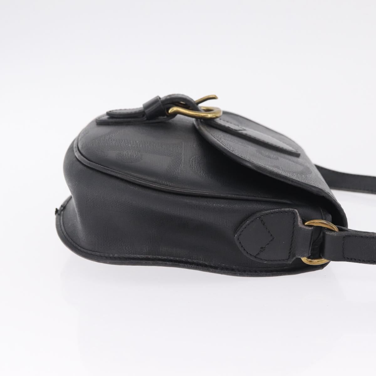 Christian Dior Trotter Shoulder Bag PVC Black Gold Tone Auth BA16780