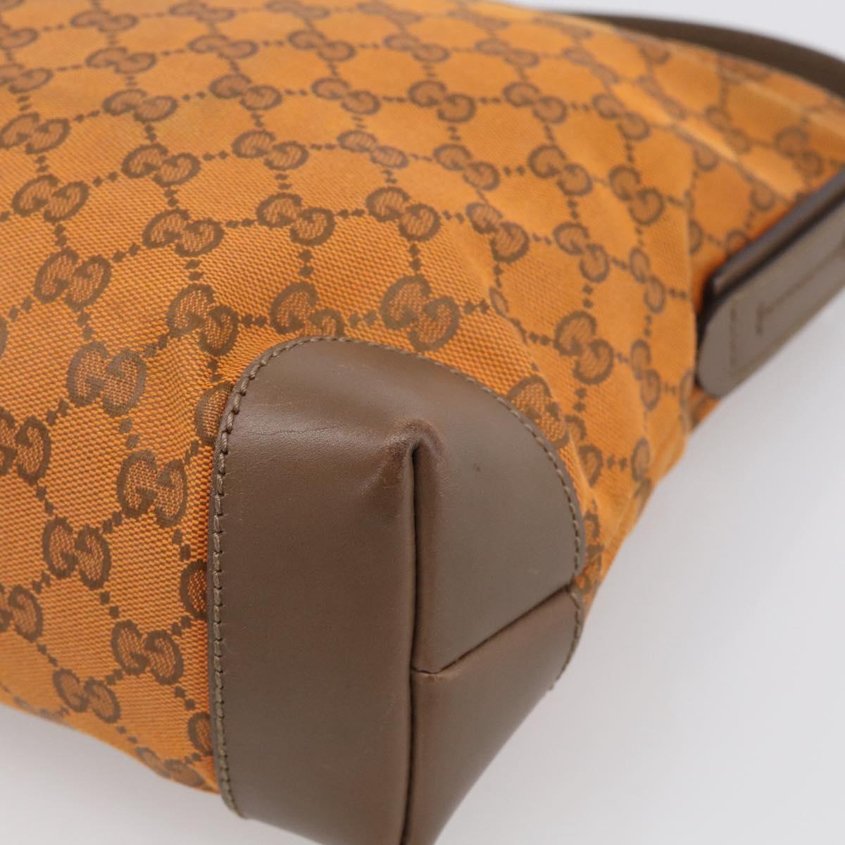 GUCCI GG Canvas Shoulder Bag Orange Gold Tone 337598 Auth BA16781