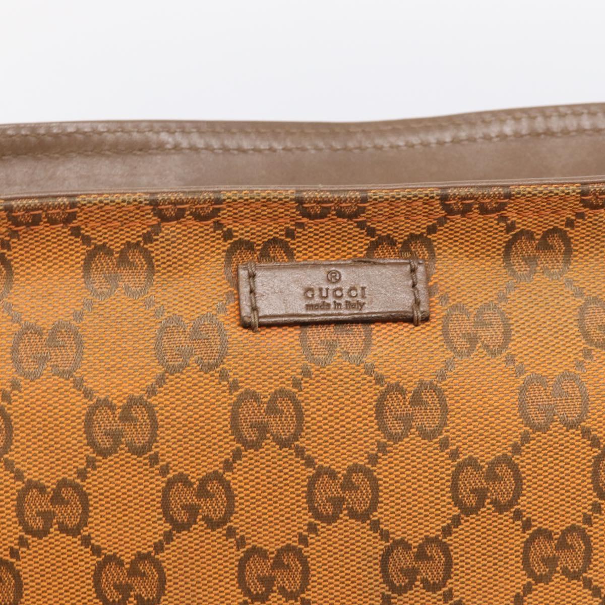 GUCCI GG Canvas Shoulder Bag Orange Gold Tone 337598 Auth BA16781