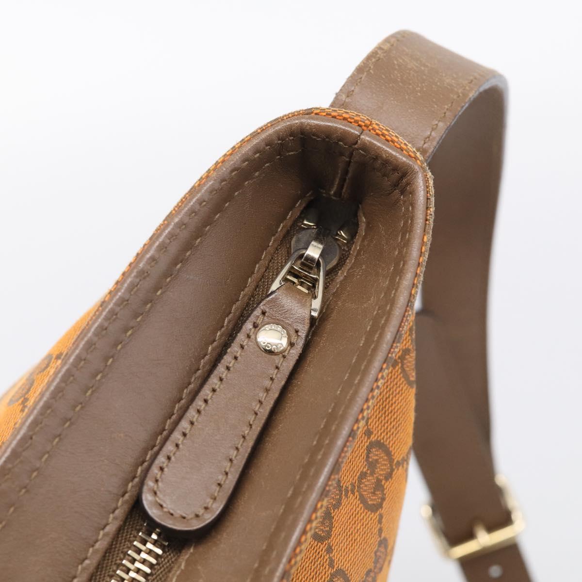 GUCCI GG Canvas Shoulder Bag Orange Gold Tone 337598 Auth BA16781