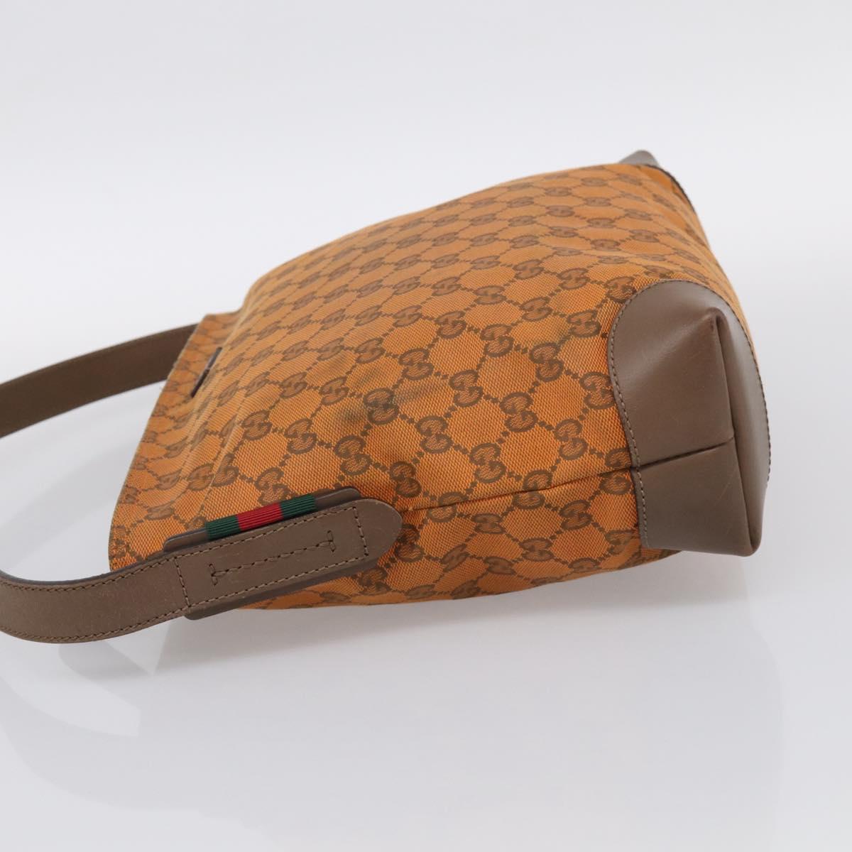 GUCCI GG Canvas Shoulder Bag Orange Gold Tone 337598 Auth BA16781