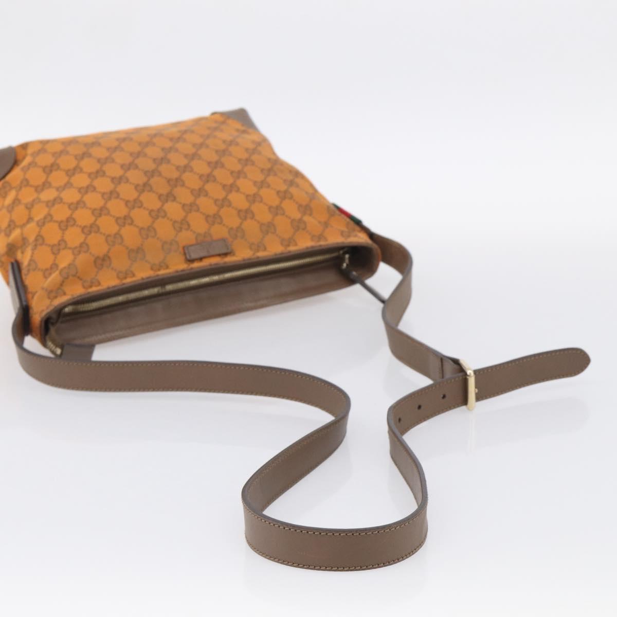 GUCCI GG Canvas Shoulder Bag Orange Gold Tone 337598 Auth BA16781