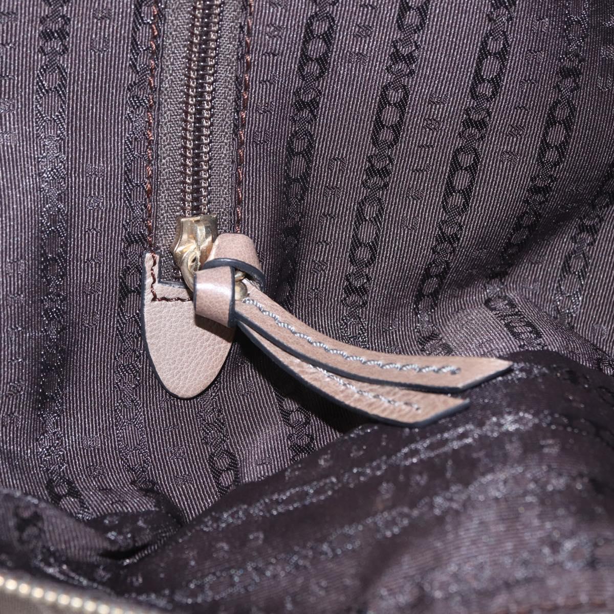 CELINE Hand Bag Leather Beige Gold Tone Auth BA16782