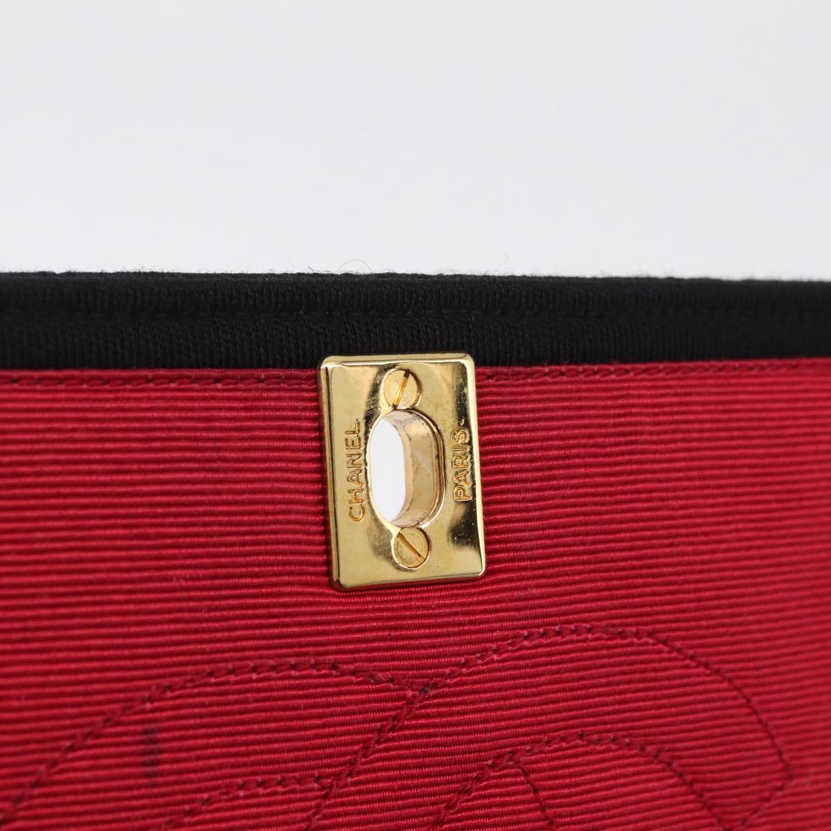 CHANEL Matelasse Shoulder Bag Cotton Black Gold Tone CC Auth BA16783A
