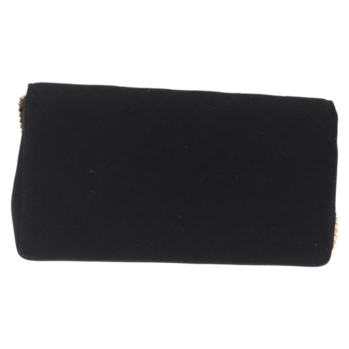 CHANEL Matelasse Shoulder Bag Cotton Black Gold Tone CC Auth BA16783A