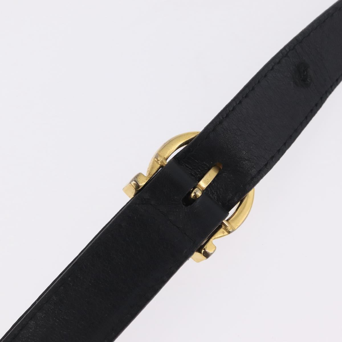 Salvatore Ferragamo Vala Shoulder Bag Suede Black Gold Tone Auth BA16787