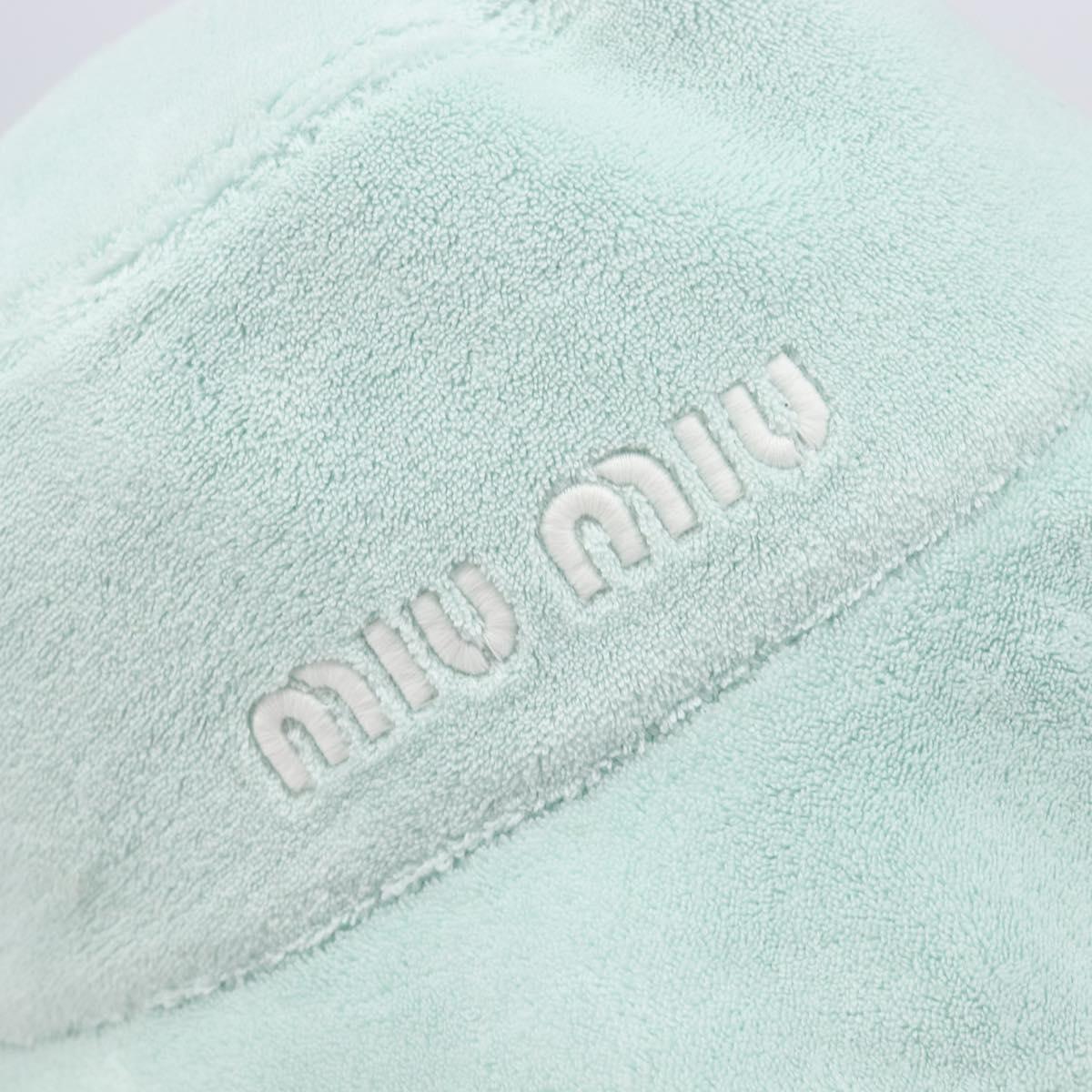 Miu Miu bucket Hat pile Light Blue White Auth BA16790A
