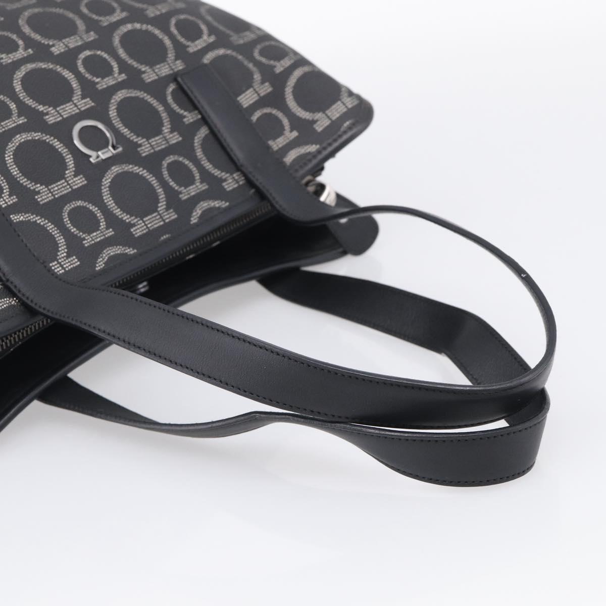 Salvatore Ferragamo Gancini Tote Bag PVC Leather Black Silver Auth BA16796V