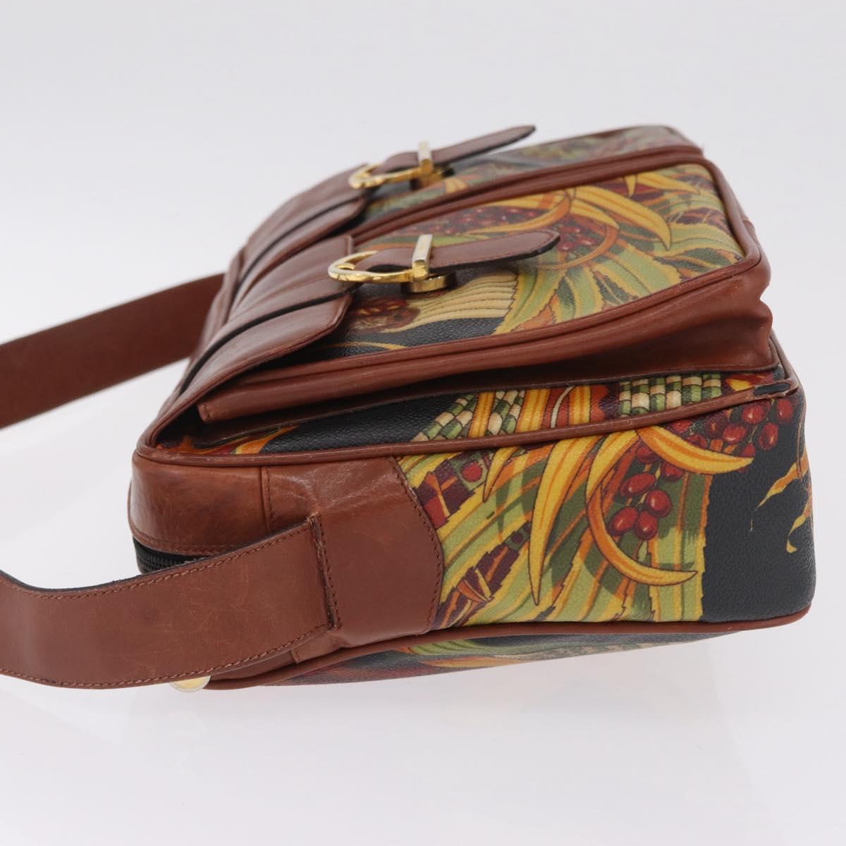Salvatore Ferragamo Shoulder Bag Leather Brown Gold Tone Auth BA16798