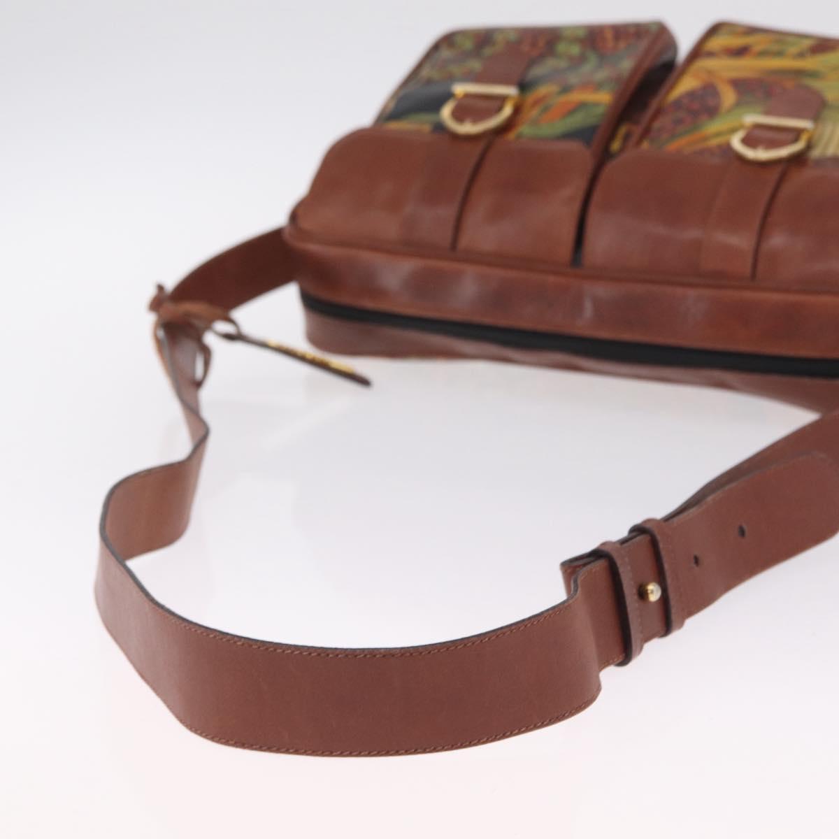 Salvatore Ferragamo Shoulder Bag Leather Brown Gold Tone Auth BA16798