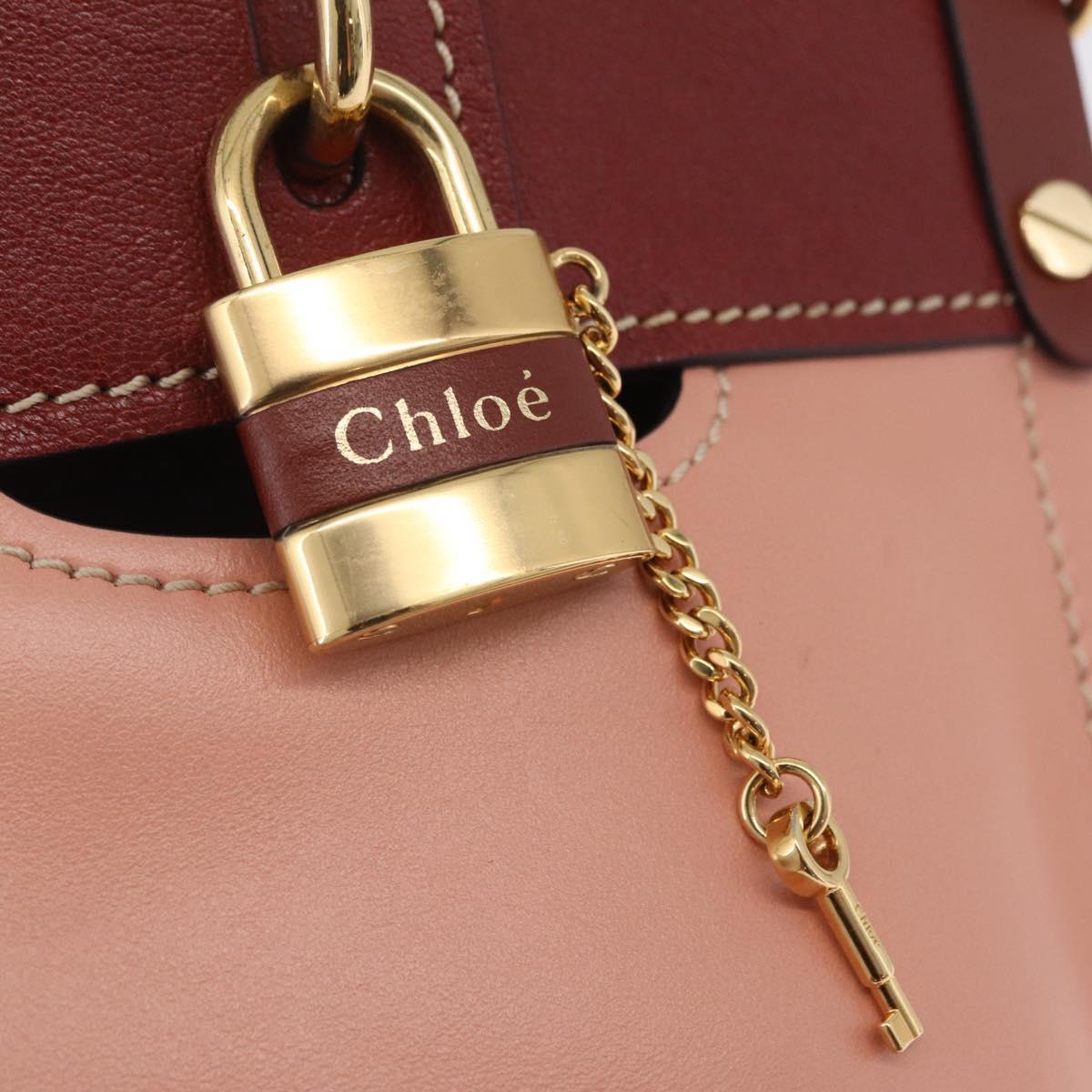 Chloe Abby Rocky Shoulder Bag Leather Pink Gold Tone Auth BA16799A