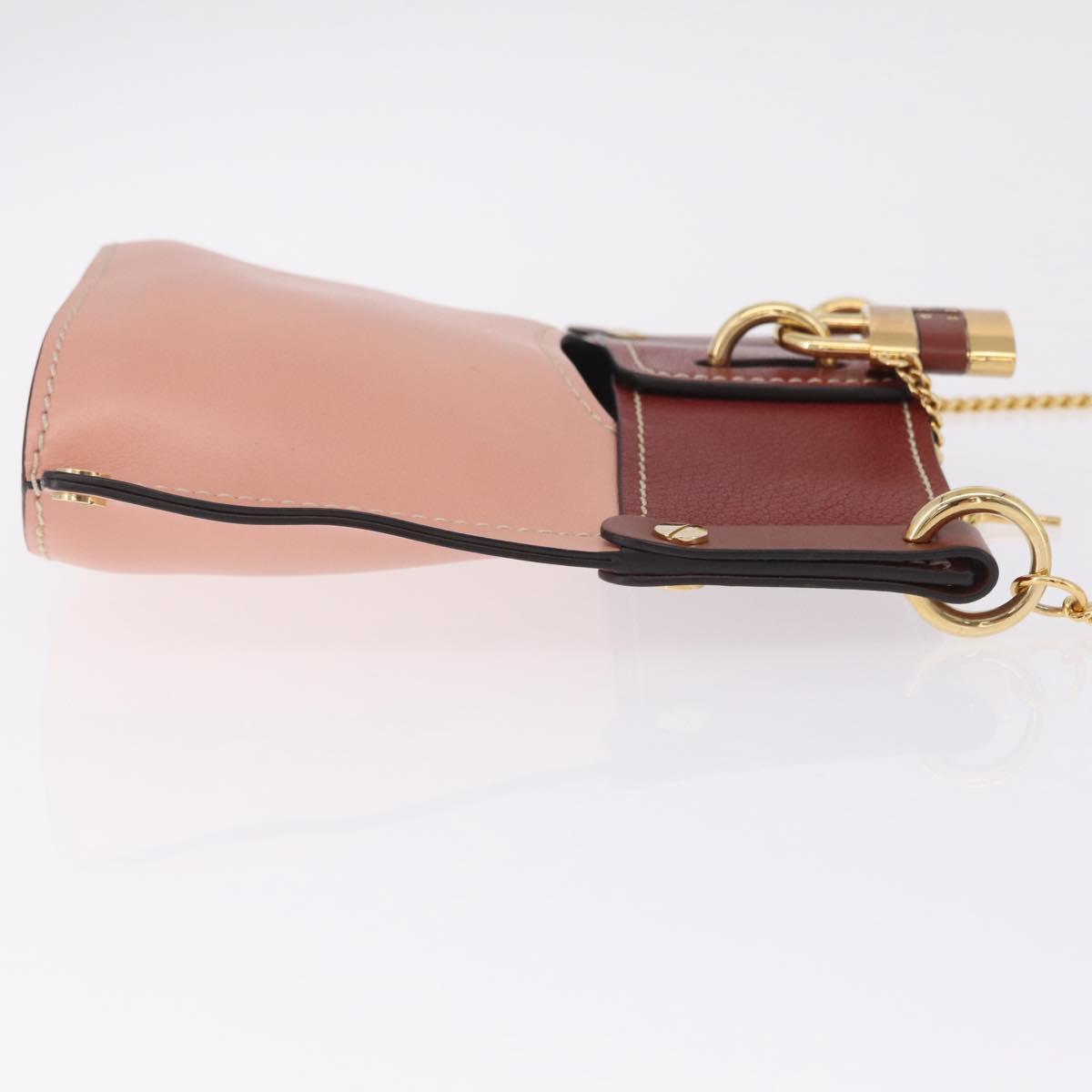 Chloe Abby Rocky Shoulder Bag Leather Pink Gold Tone Auth BA16799A