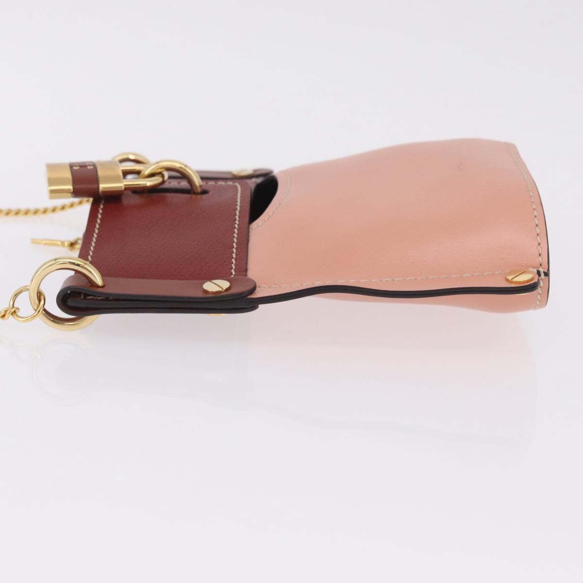 Chloe Abby Rocky Shoulder Bag Leather Pink Gold Tone Auth BA16799A