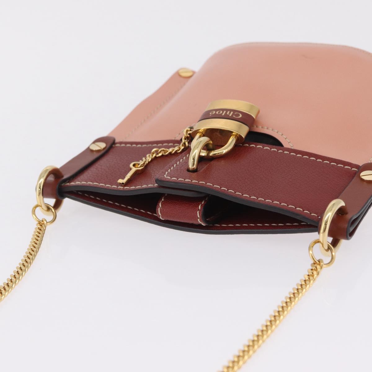 Chloe Abby Rocky Shoulder Bag Leather Pink Gold Tone Auth BA16799A