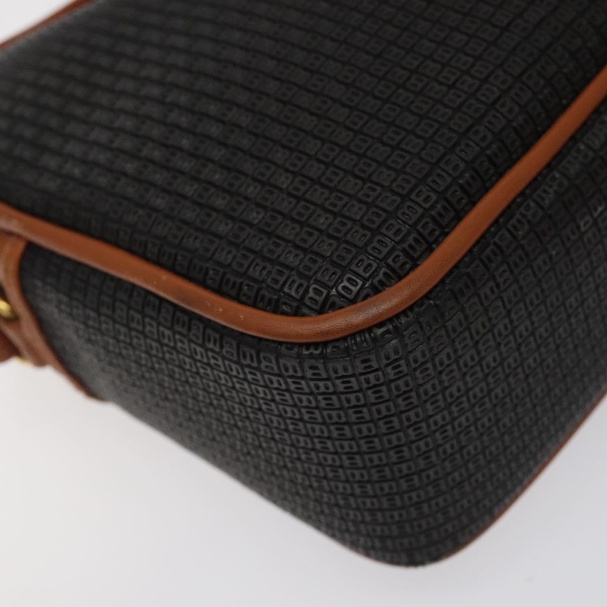 BALLY Shoulder Bag PVC Leather Brown Gold Auth BA1680