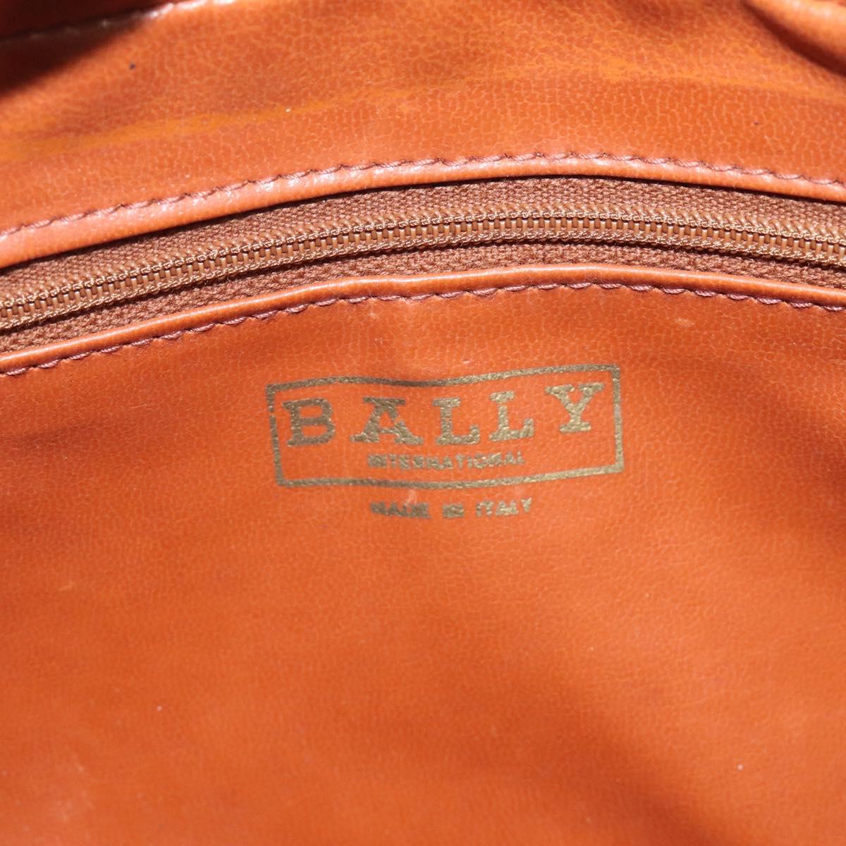 BALLY Shoulder Bag PVC Leather Brown Gold Auth BA1680