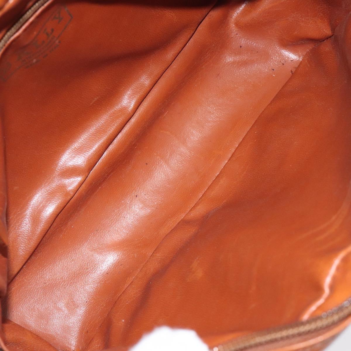 BALLY Shoulder Bag PVC Leather Brown Gold Auth BA1680