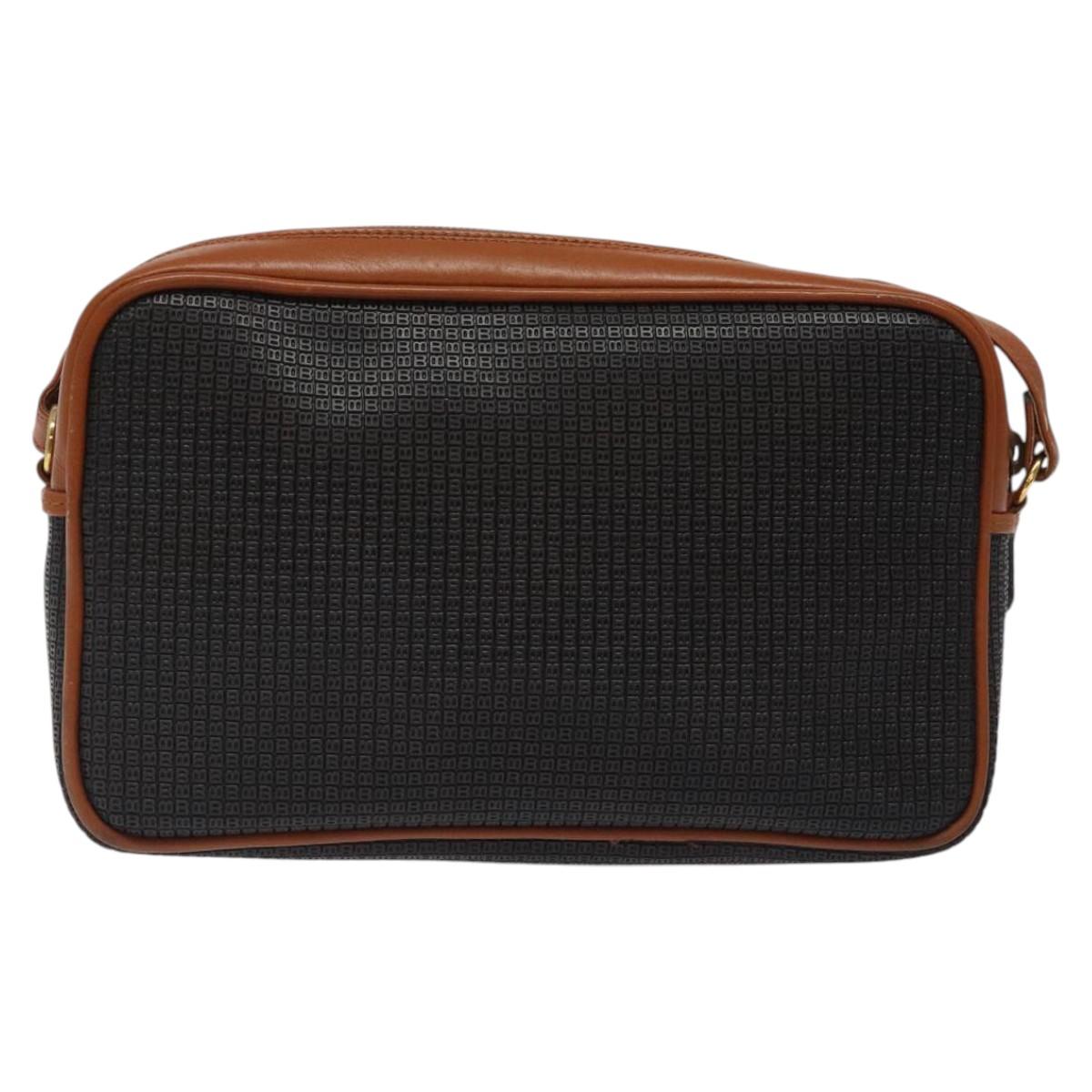 BALLY Shoulder Bag PVC Leather Brown Gold Auth BA1680