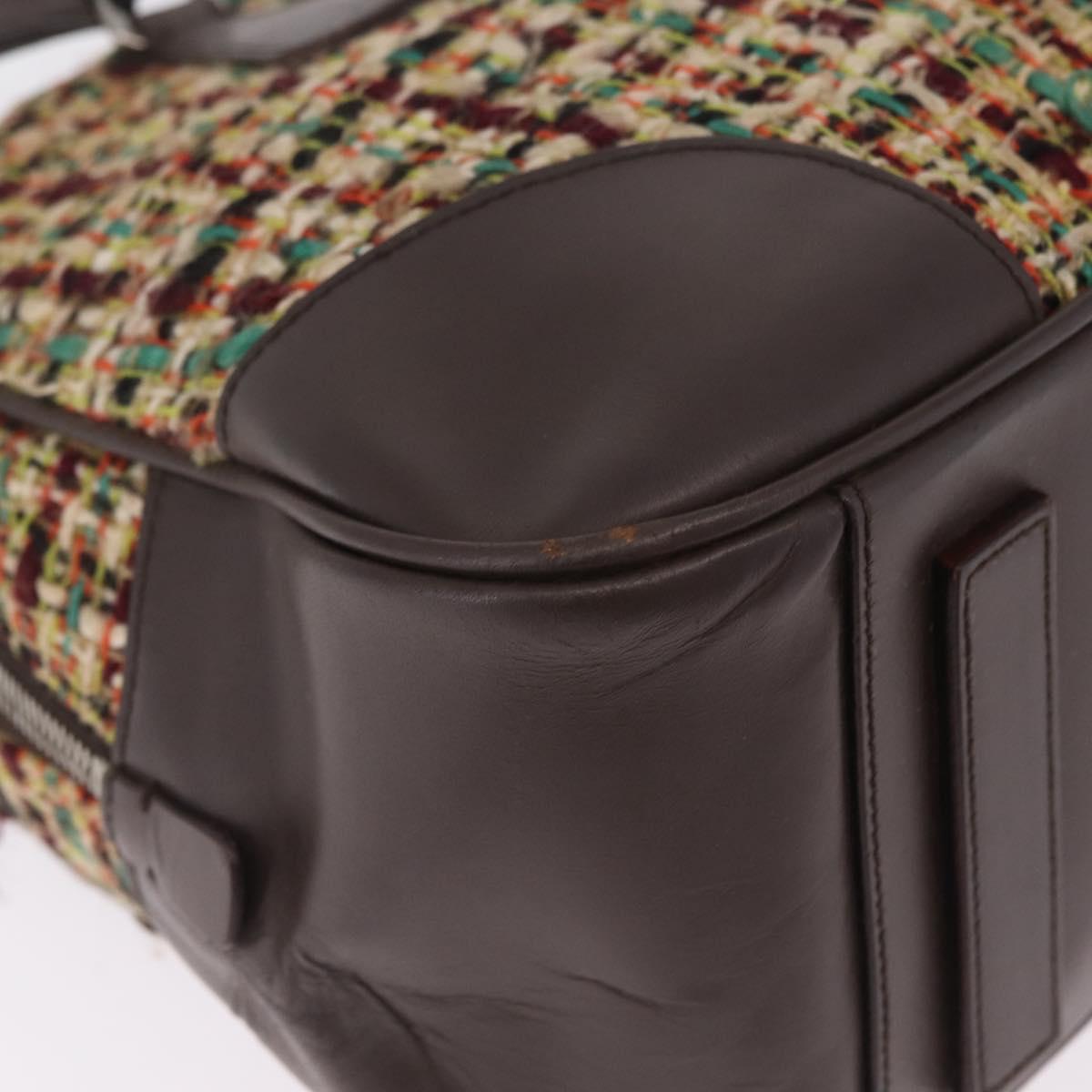 PRADA Tote Bag Tweed Multicolor Silver Auth BA16801