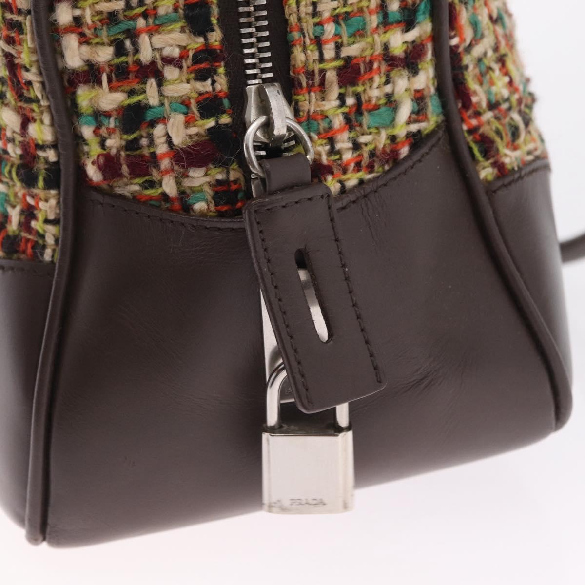 PRADA Tote Bag Tweed Multicolor Silver Auth BA16801