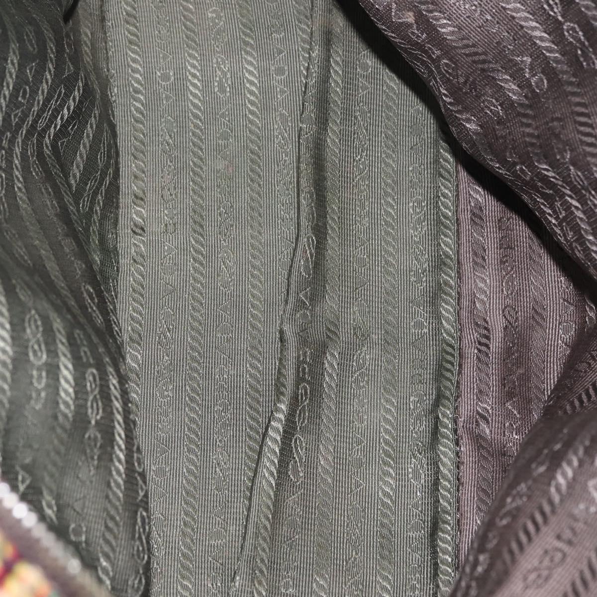 PRADA Tote Bag Tweed Multicolor Silver Auth BA16801