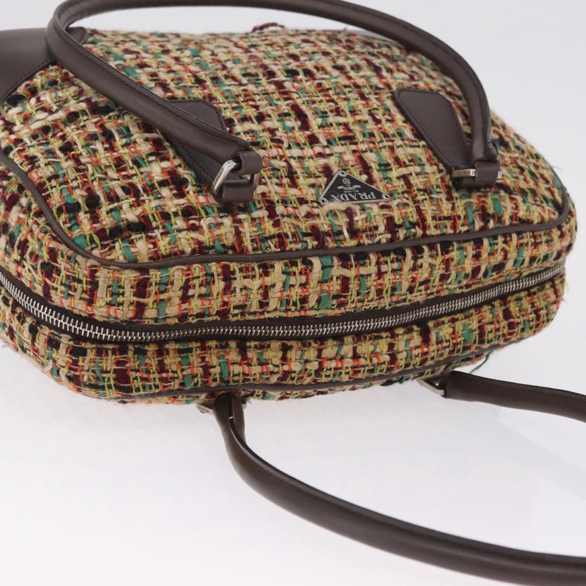 PRADA Tote Bag Tweed Multicolor Silver Auth BA16801