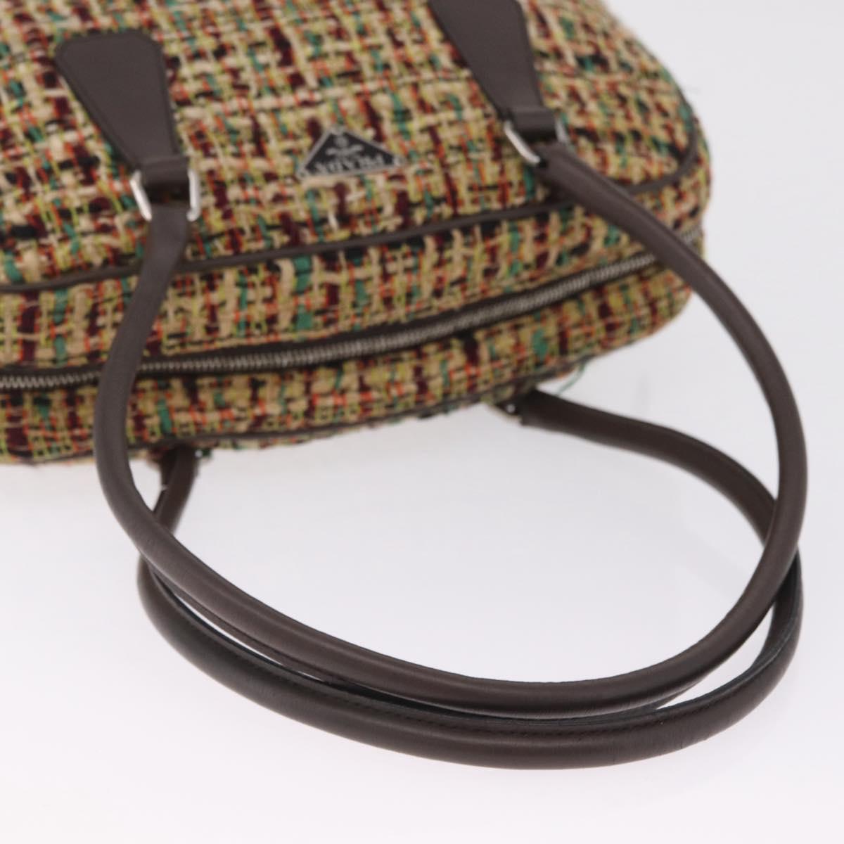 PRADA Tote Bag Tweed Multicolor Silver Auth BA16801