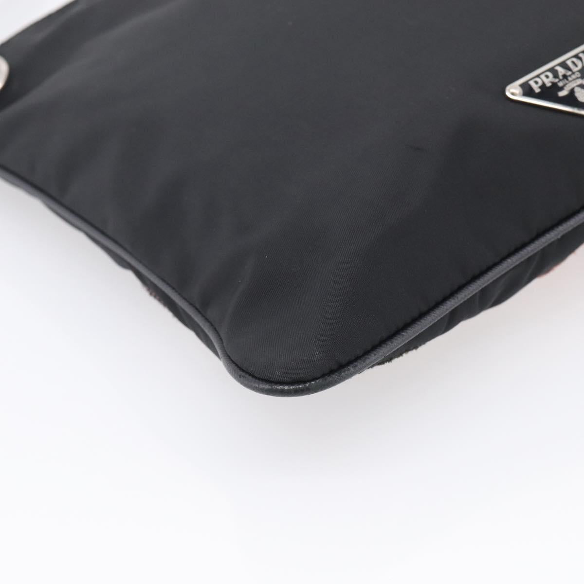 PRADA Shoulder Bag Nylon Black Silver Auth BA16806A