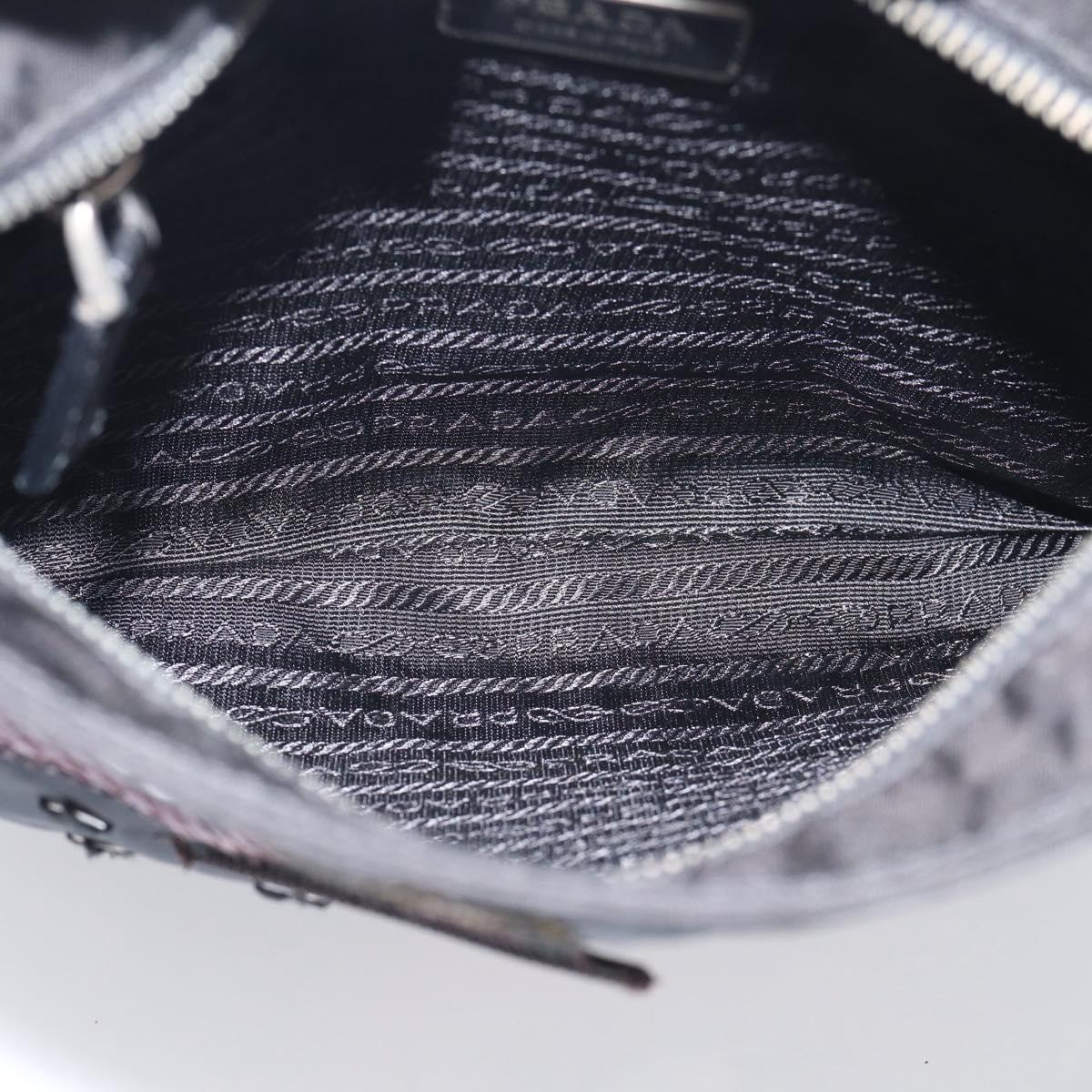 PRADA Shoulder Bag Nylon Black Silver Auth BA16806A