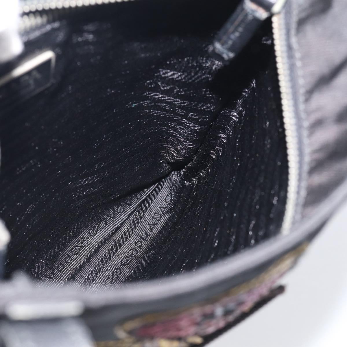 PRADA Shoulder Bag Nylon Black Silver Auth BA16806A