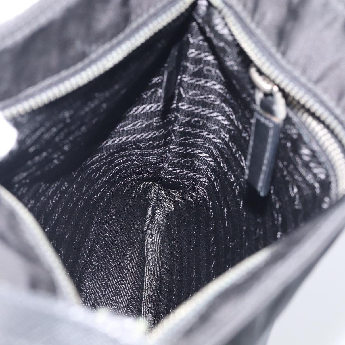 PRADA Shoulder Bag Nylon Black Silver Auth BA16806A