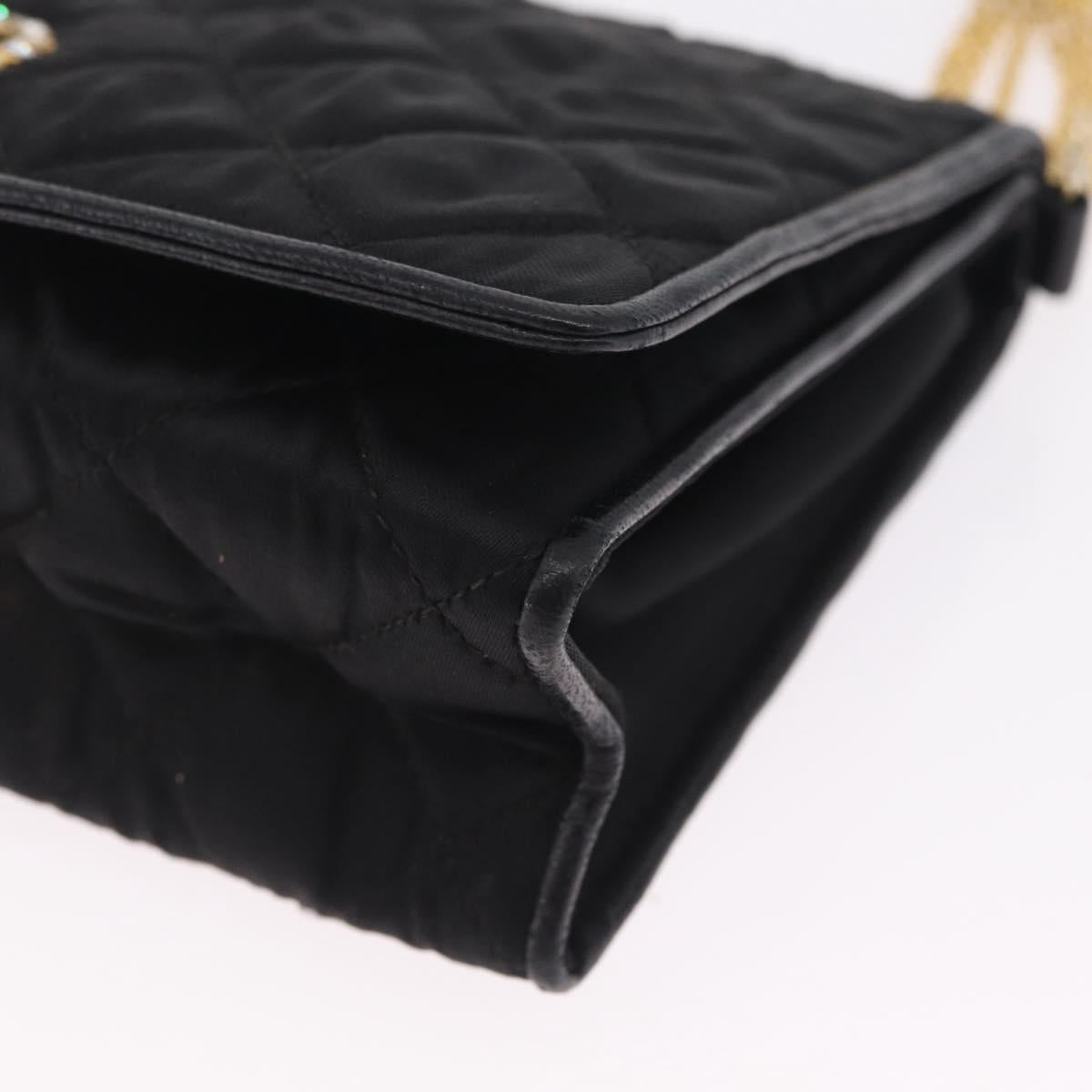 CHANEL Matelasse Chain Shoulder Bag Nylon Black Gold Tone CC Auth BA16807A