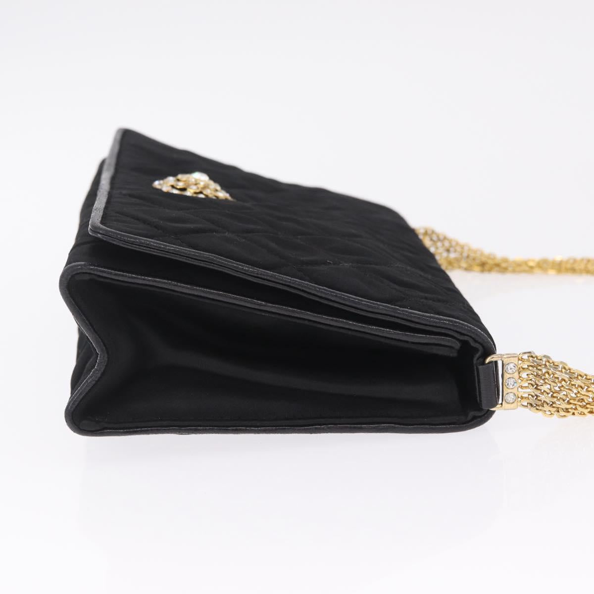 CHANEL Matelasse Chain Shoulder Bag Nylon Black Gold Tone CC Auth BA16807A