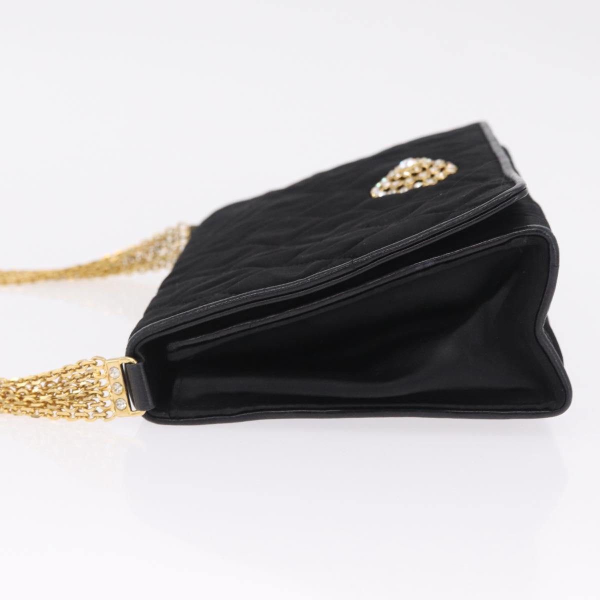 CHANEL Matelasse Chain Shoulder Bag Nylon Black Gold Tone CC Auth BA16807A