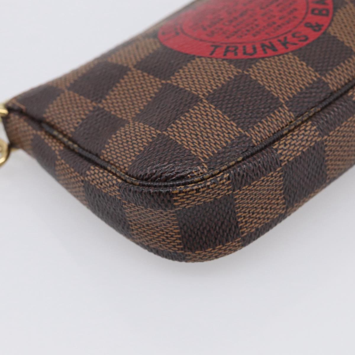 LOUIS VUITTON Damier Ebene Mini Pochette Accessoires Pouch N58011 Auth BA16809V