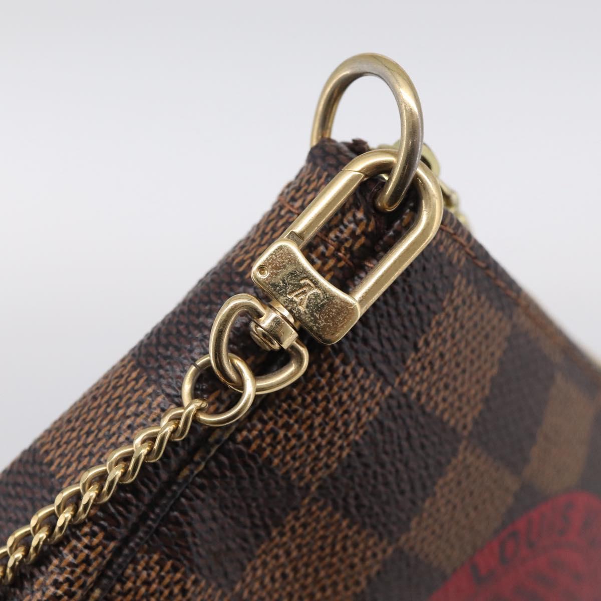LOUIS VUITTON Damier Ebene Mini Pochette Accessoires Pouch N58011 Auth BA16809V
