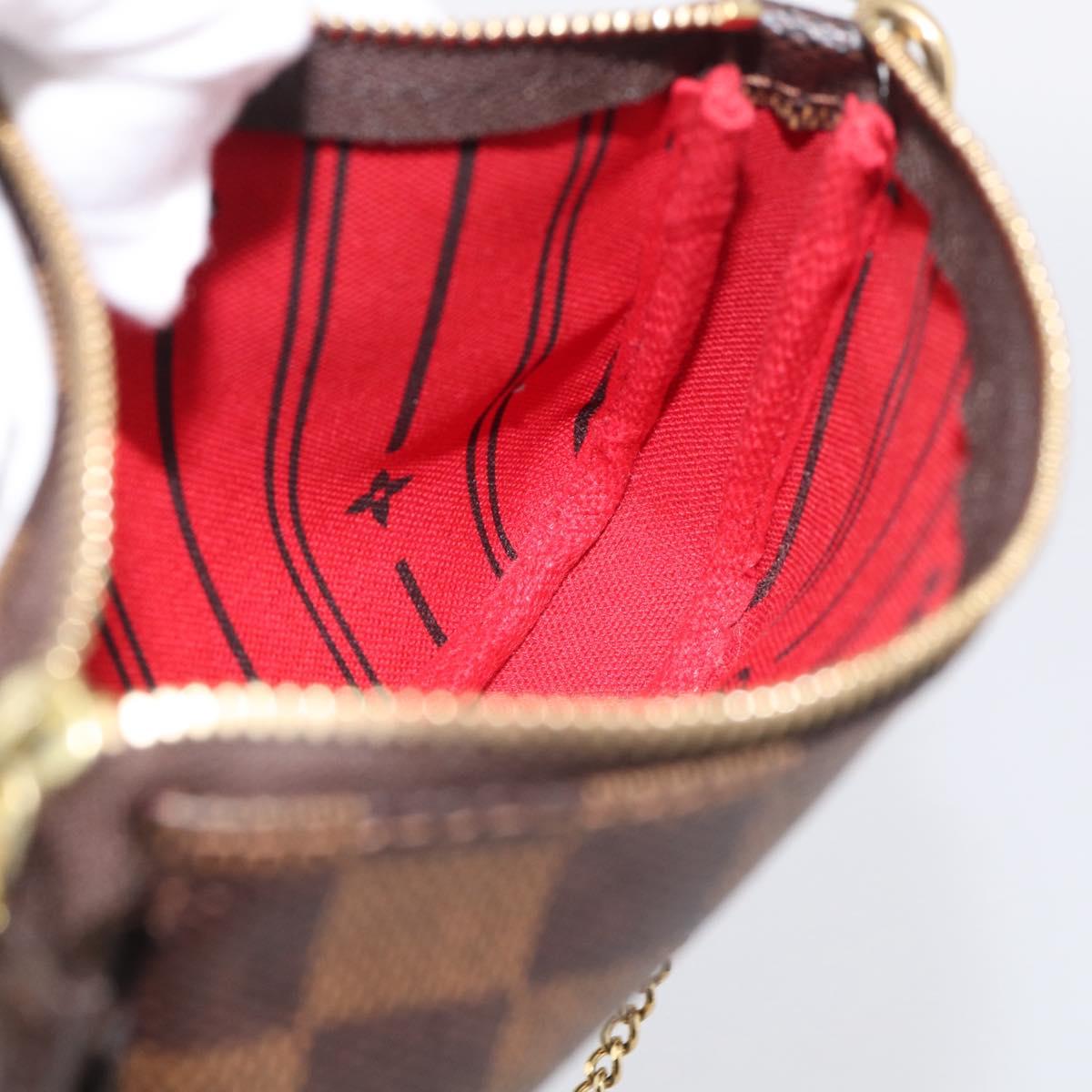 LOUIS VUITTON Damier Ebene Mini Pochette Accessoires Pouch N58011 Auth BA16809V