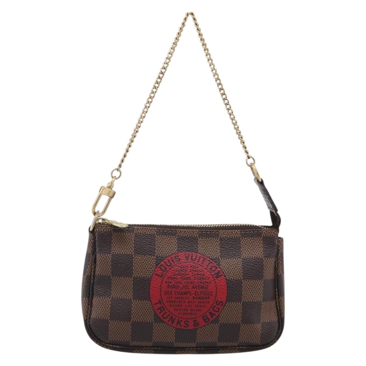 LOUIS VUITTON Damier Ebene Mini Pochette Accessoires Pouch N58011 Auth BA16809V