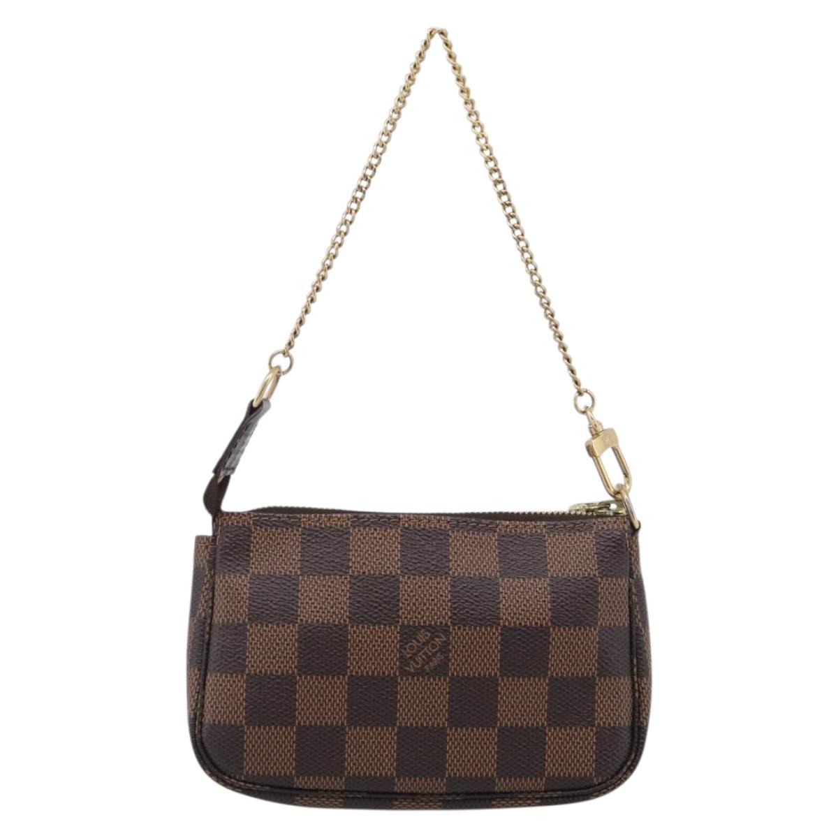 LOUIS VUITTON Damier Ebene Mini Pochette Accessoires Pouch N58011 Auth BA16809V