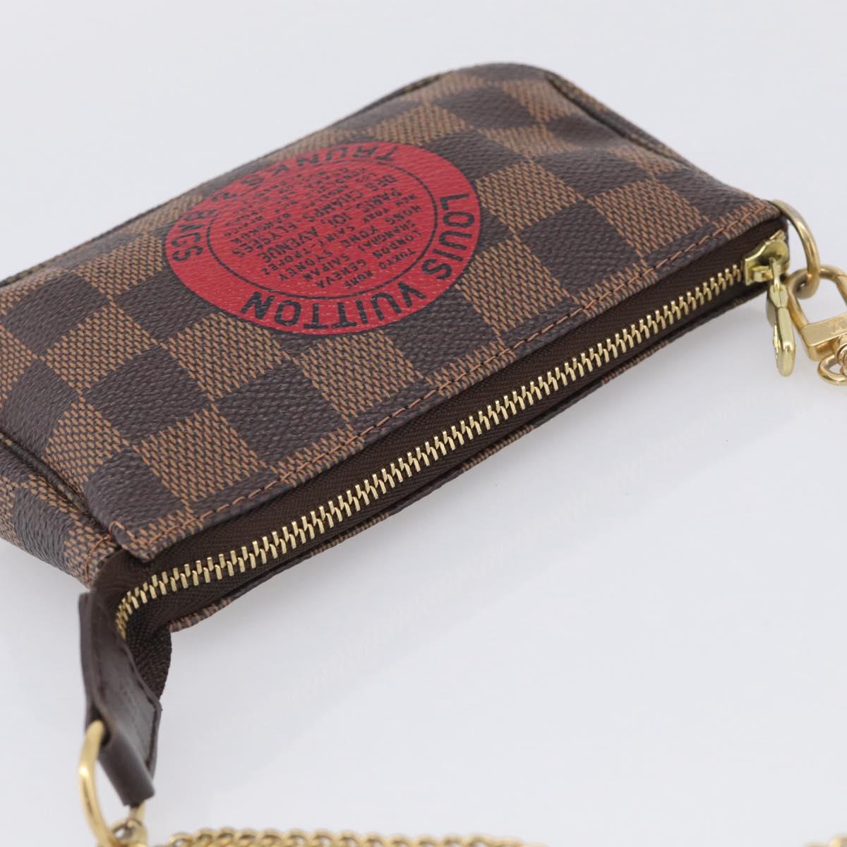 LOUIS VUITTON Damier Ebene Mini Pochette Accessoires Pouch N58011 Auth BA16809V