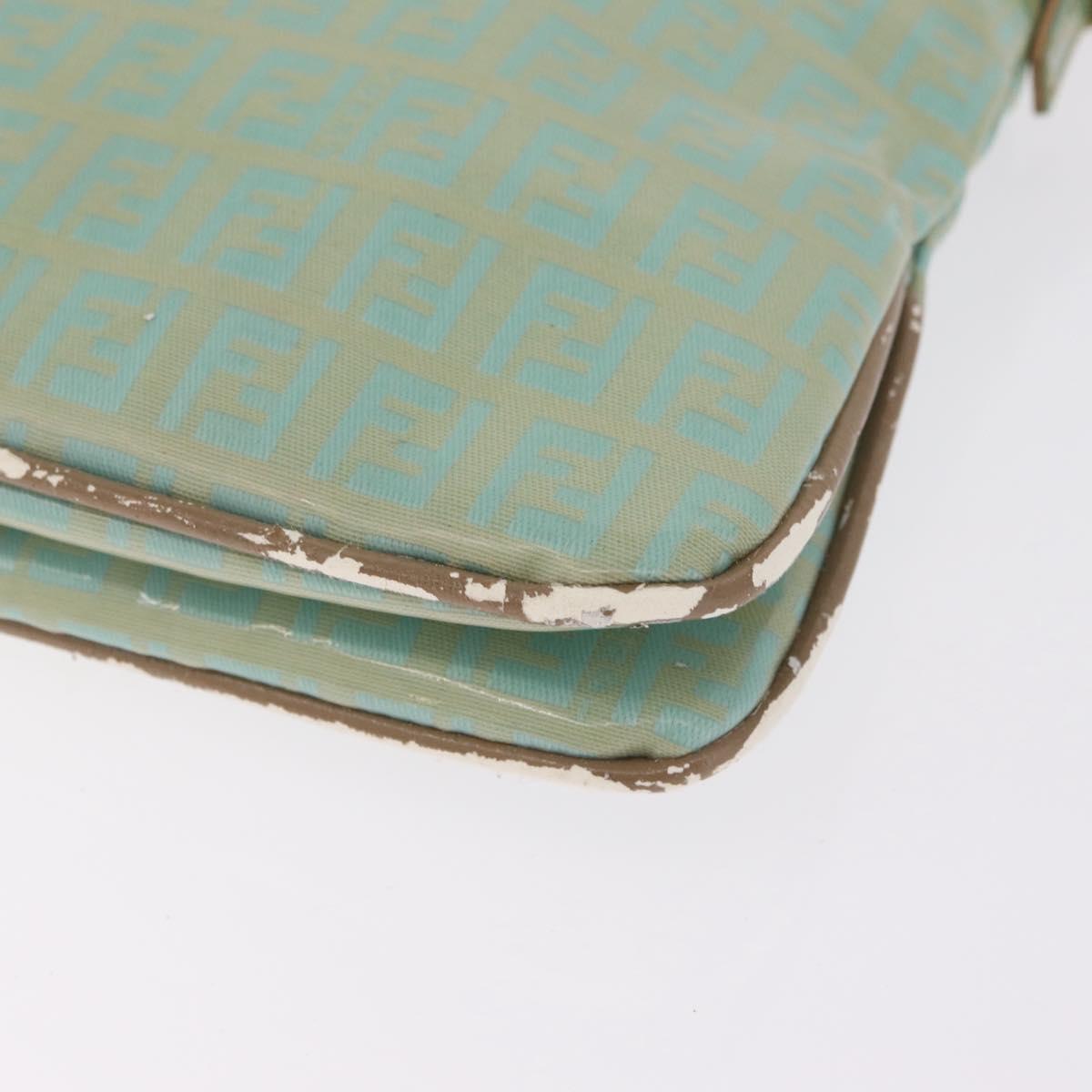 FENDI Zucchino Mamma Baguette Shoulder Bag PVC Mint Green Gold Tone Auth BA16812