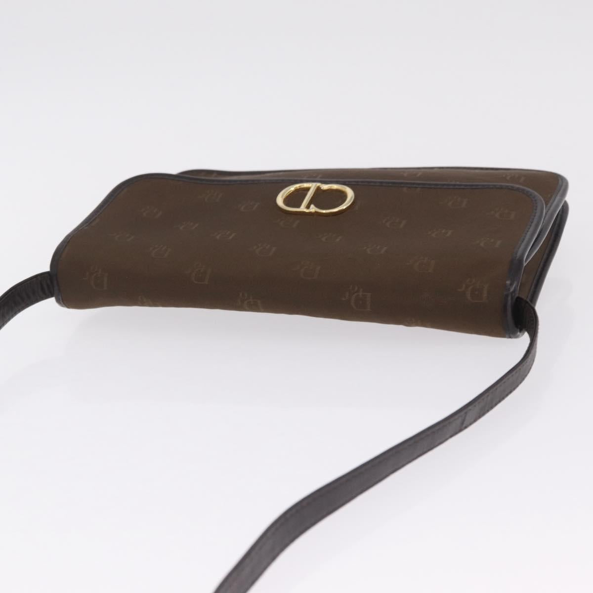 Christian Dior Honeycomb Shoulder Bag Canvas Brown Gold Tone Auth BA16813
