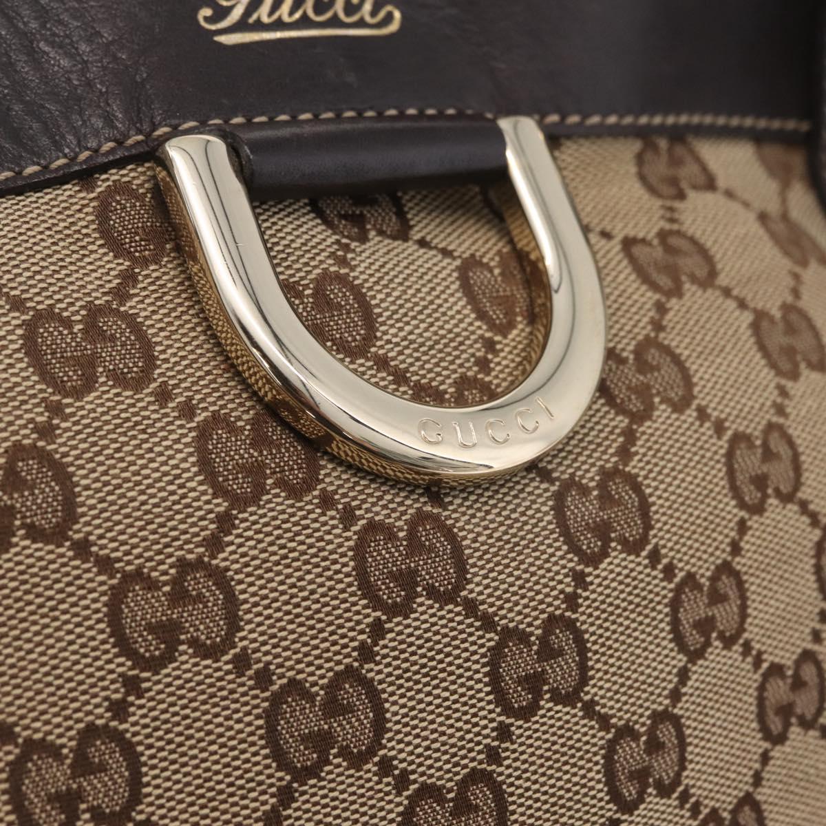 GUCCI GG Canvas Abbey Hand Bag Beige Gold Tone 211982 Auth BA16814