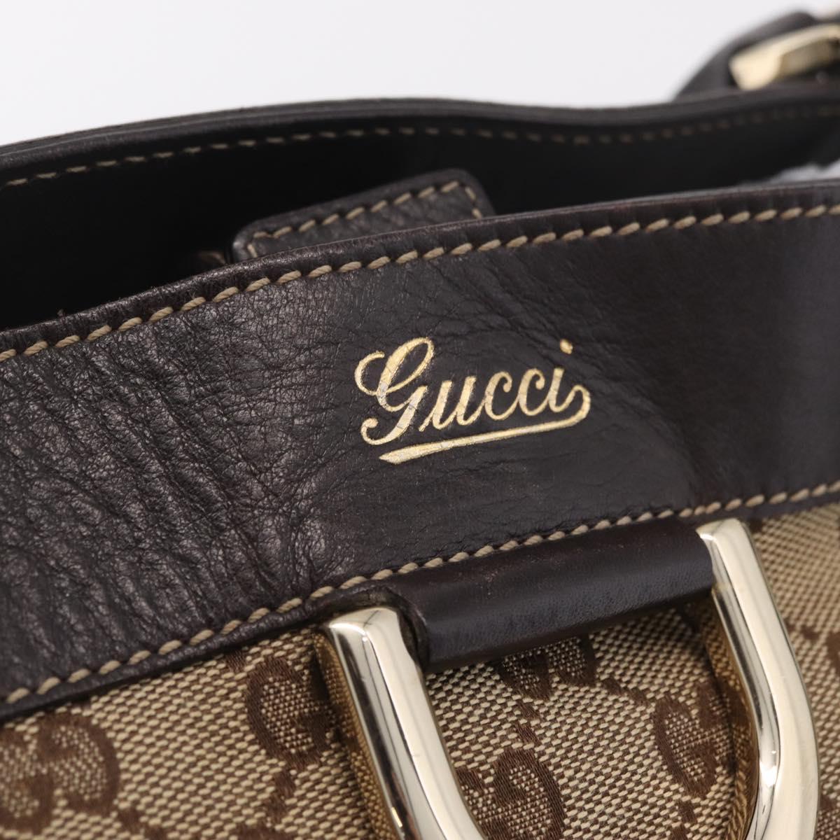 GUCCI GG Canvas Abbey Hand Bag Beige Gold Tone 211982 Auth BA16814