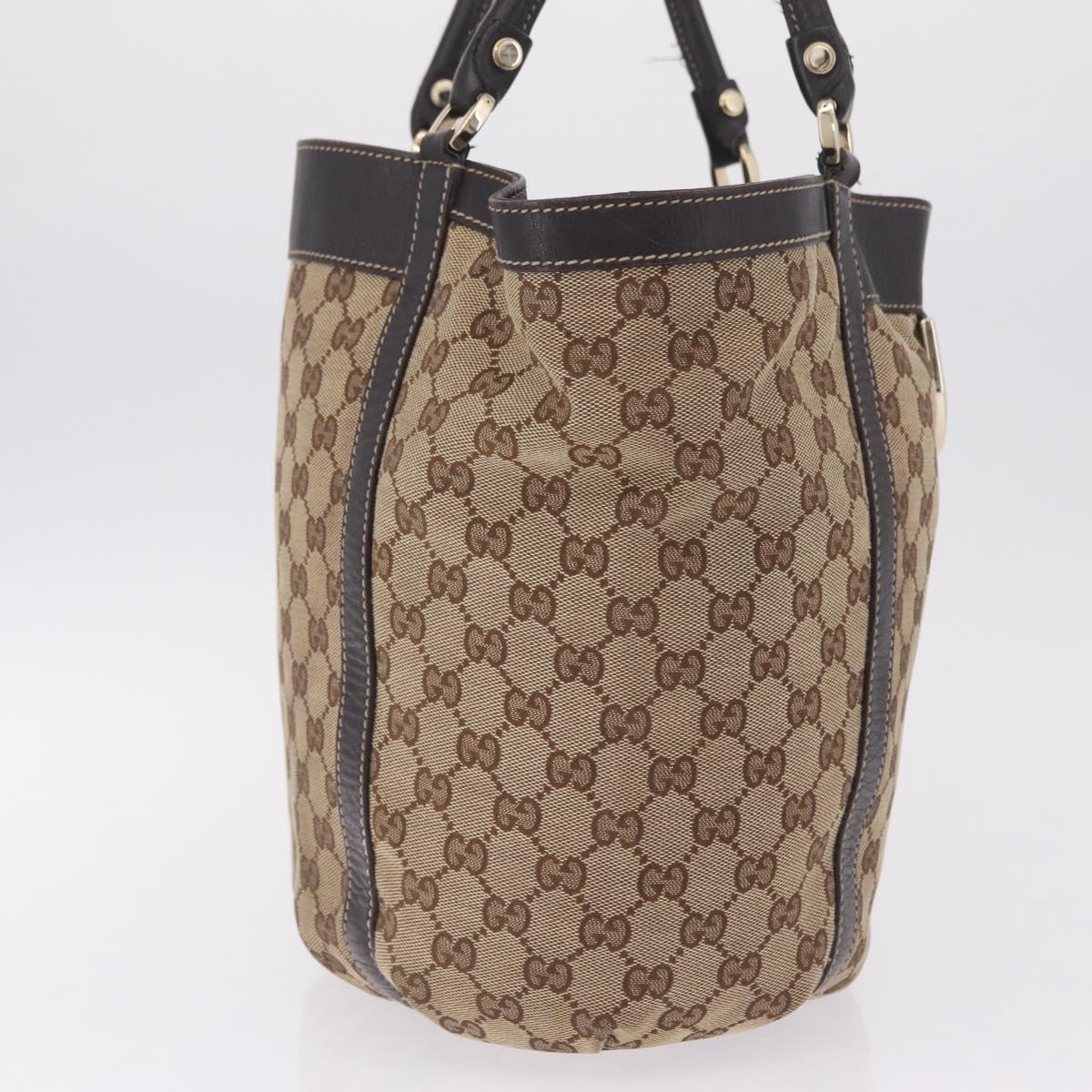 GUCCI GG Canvas Abbey Hand Bag Beige Gold Tone 211982 Auth BA16814