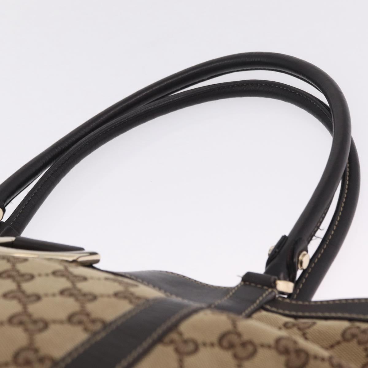 GUCCI GG Canvas Abbey Hand Bag Beige Gold Tone 211982 Auth BA16814