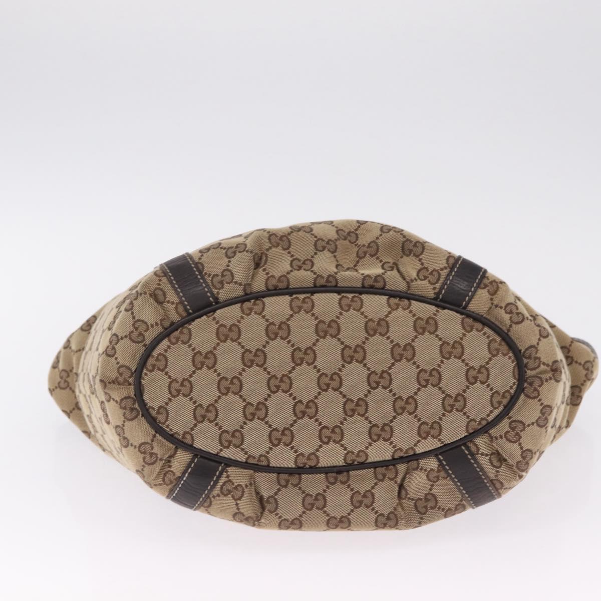 GUCCI GG Canvas Abbey Hand Bag Beige Gold Tone 211982 Auth BA16814