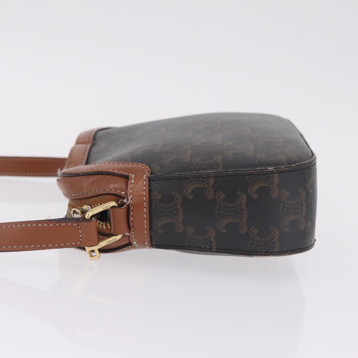 CELINE Triomphe Shoulder Bag PVC Leather Black Gold Tone Auth BA16816